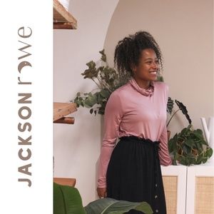 Jackson Rowe Centred Knotty Turtleneck in Rose Ash, Size Medium